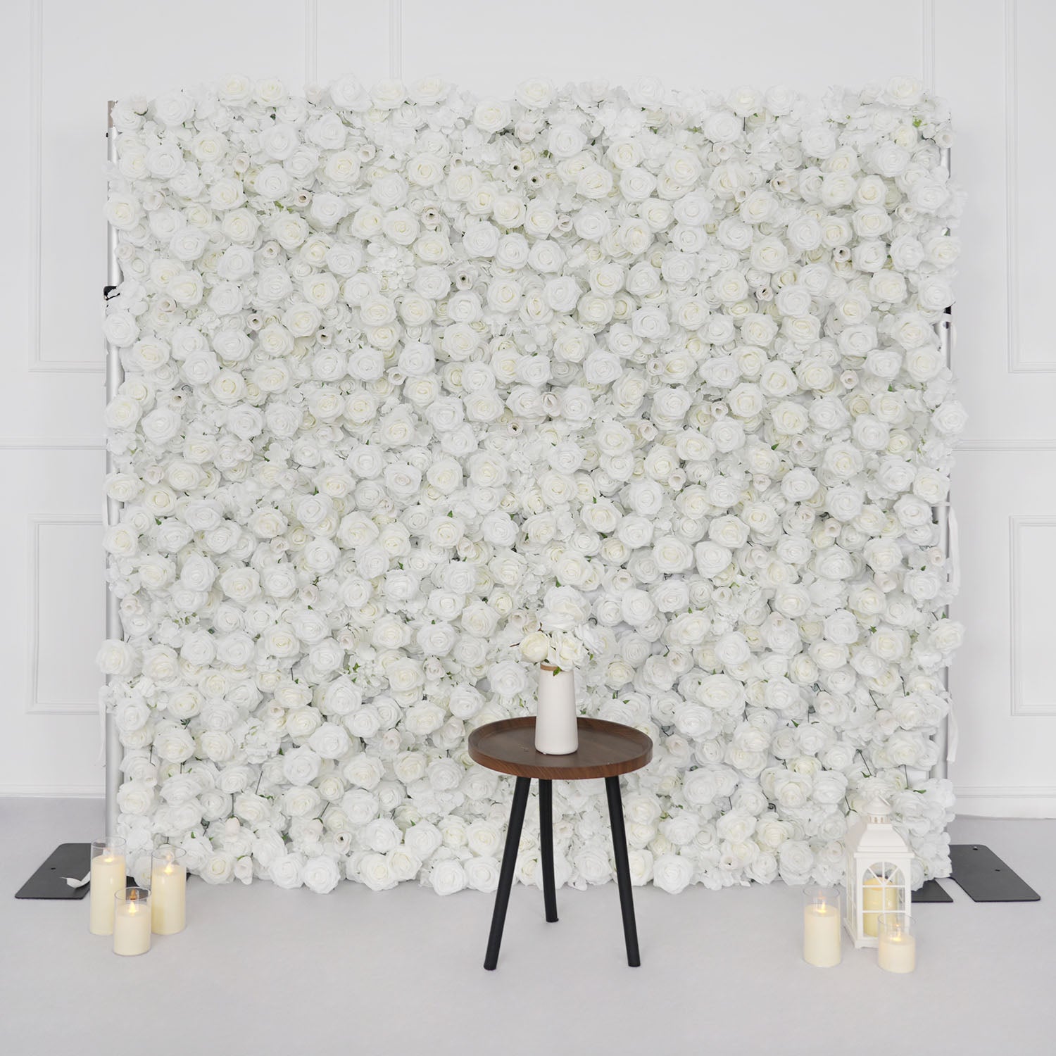 Uflower Artificial White Flower Wall Wedding Backdrop Decor